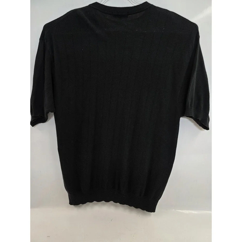 Giglio Rosso Sweater Mens XL‎ Black Short Sleeve Knit Made In Italy Crewneck
